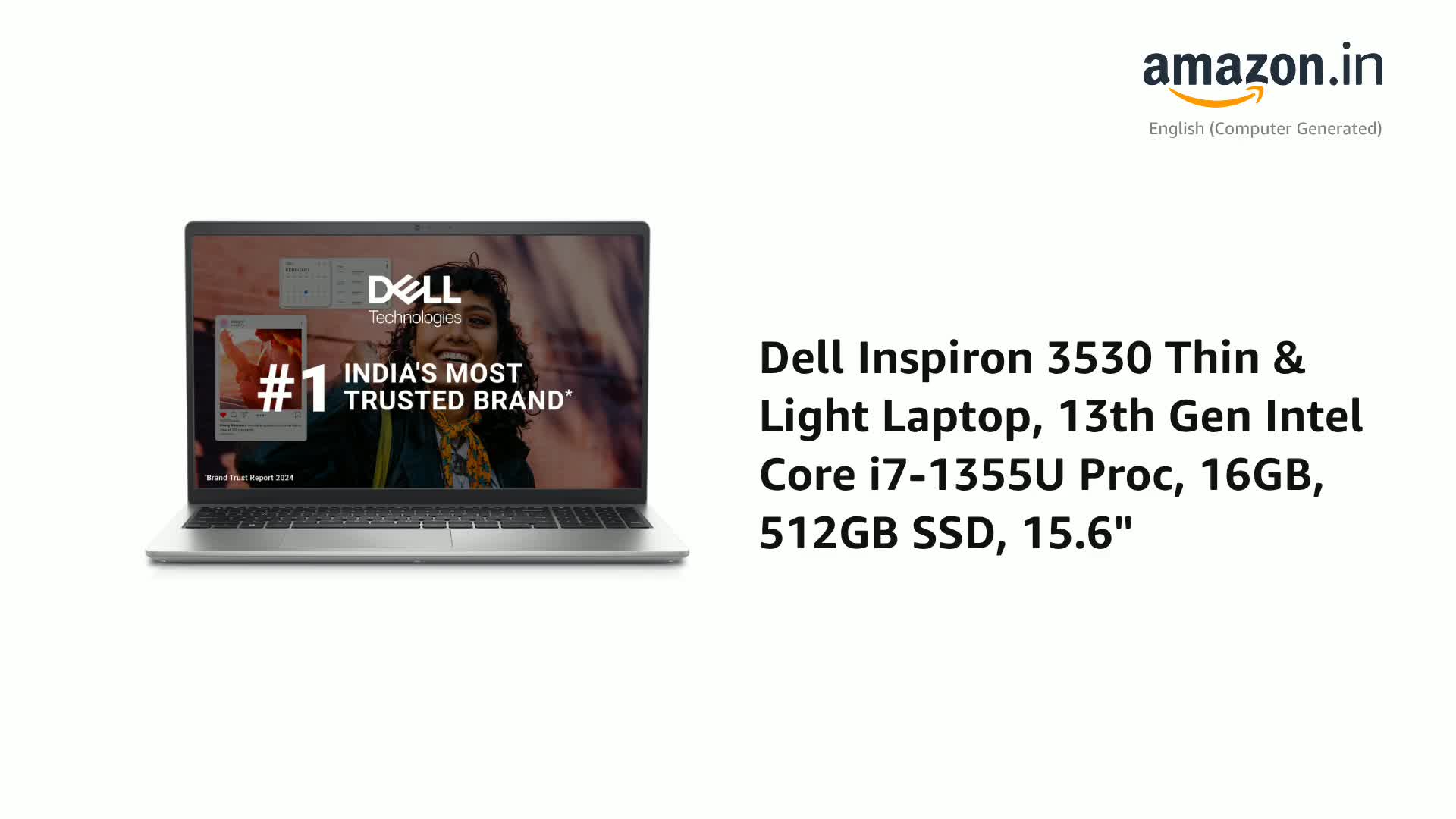 Dell Inspiron 3530, Intel Core i7 13th Gen -1355U, 16GB RAM, 512GB